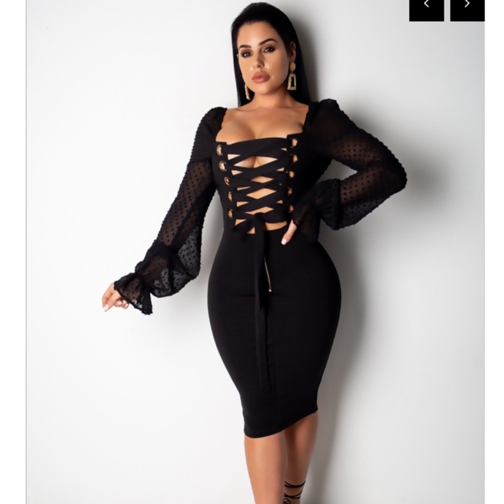 Sexy black midi dress